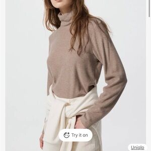 Uniqlo Women's Taupe Turtleneck Sweater
